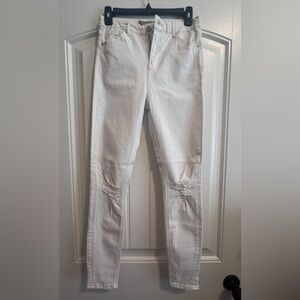 Topshop White Distressed Skinny Jeans